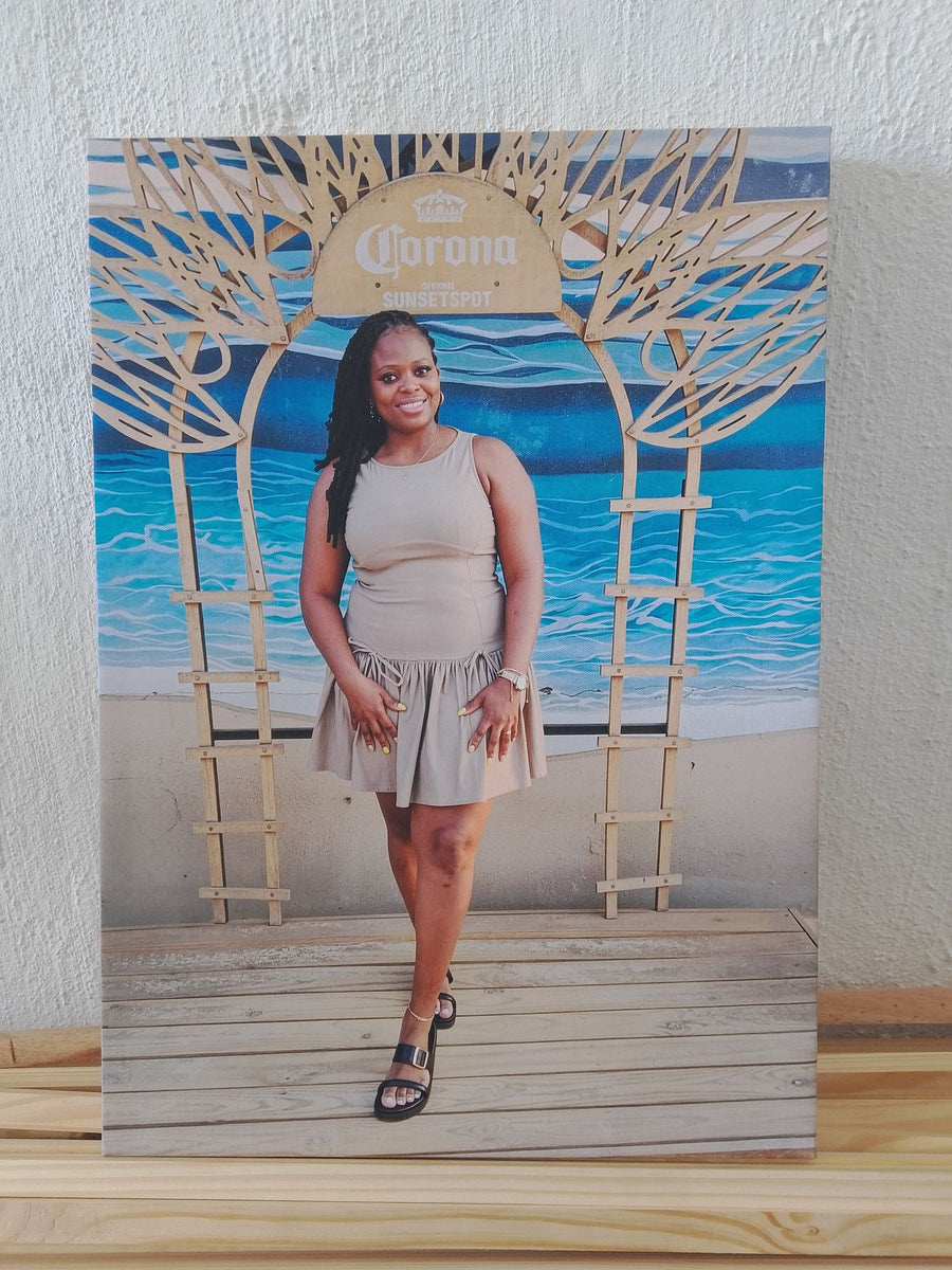 Beach-themed portrait canvas