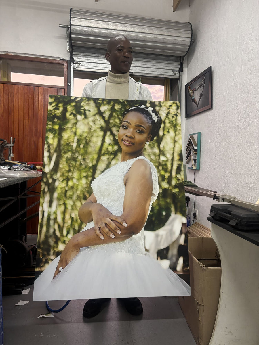 Bridal portrait canvas in the studio