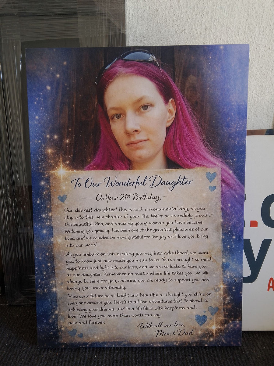 Personalised birthday letter canvas