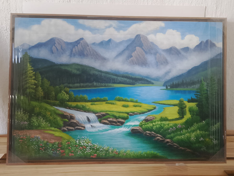 Framed landscape painting