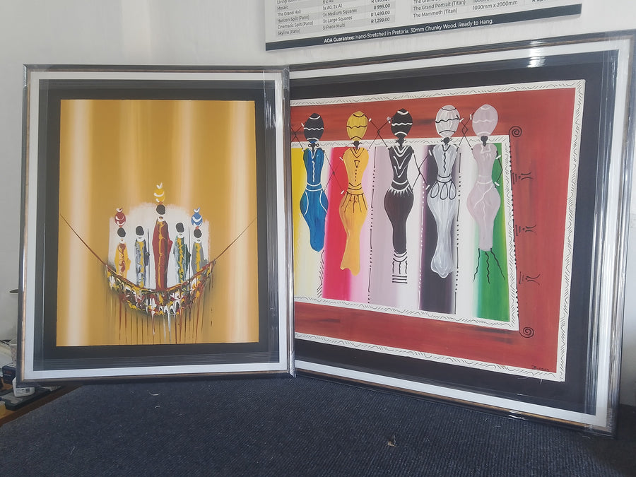 Framed artworks with wide mat borders