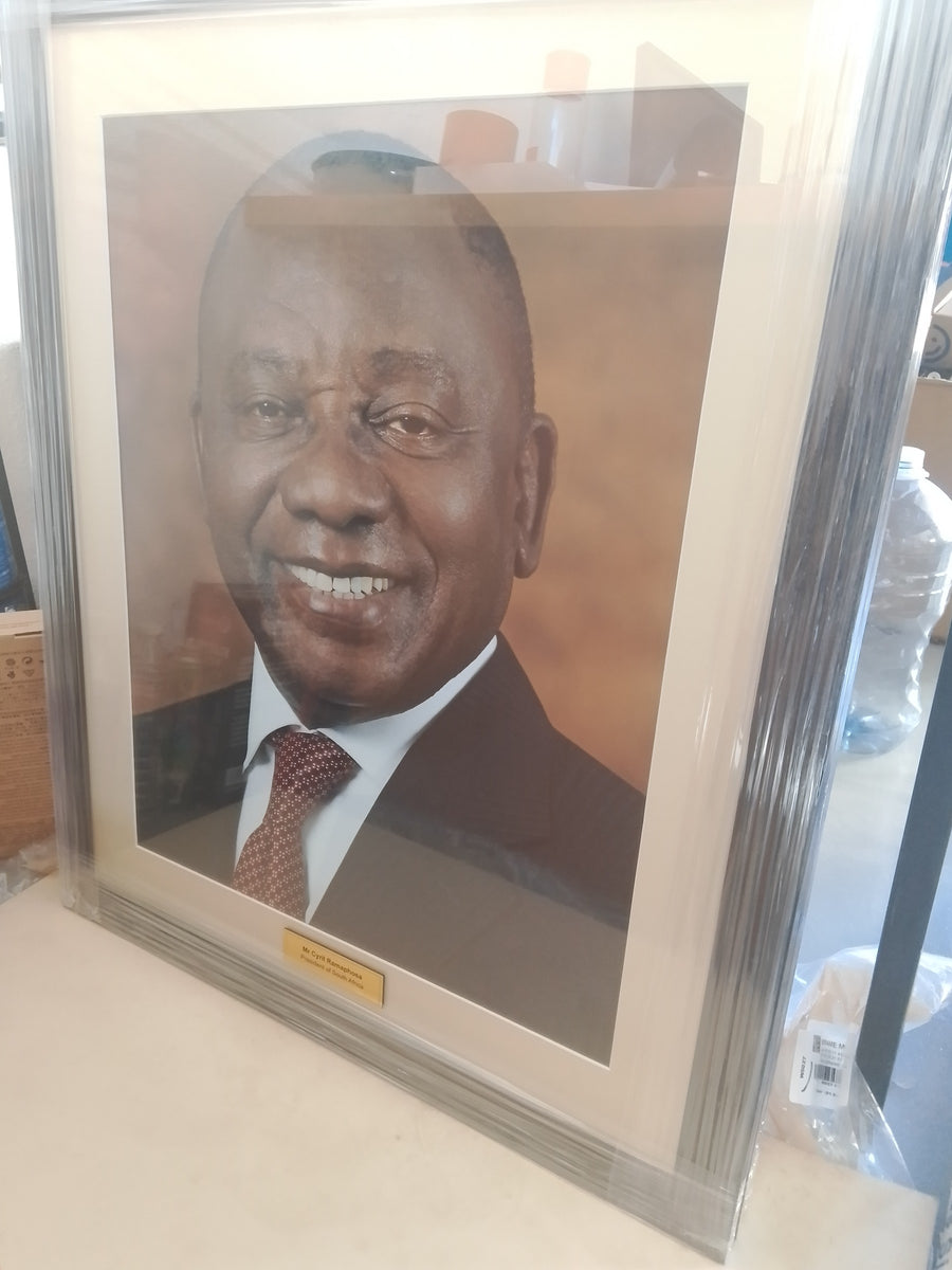 Framed portrait with engraved plaque