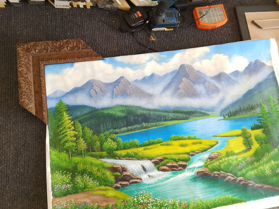 Mountain lake landscape canvas