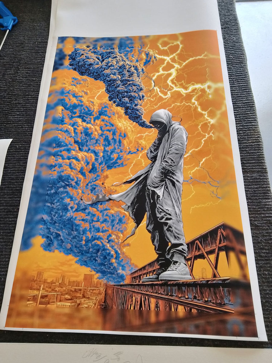 Vivid gold and blue pop-art canvas print
