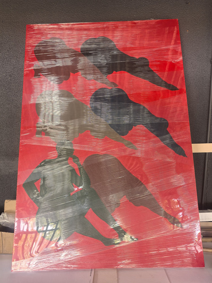 Red abstract figures canvas