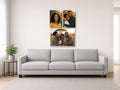 Couple's Two Plus One canvas combo on a wall above a sofa