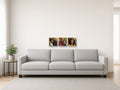 Mini Desk Trio canvas combo on a wall above a sofa