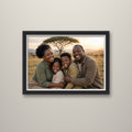 Family photo canvas in a black frame with a thin white inner frame