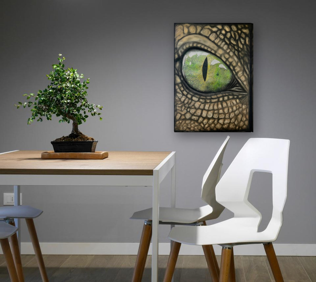 Into Your Soul by Sipho canvas print in a dining nook