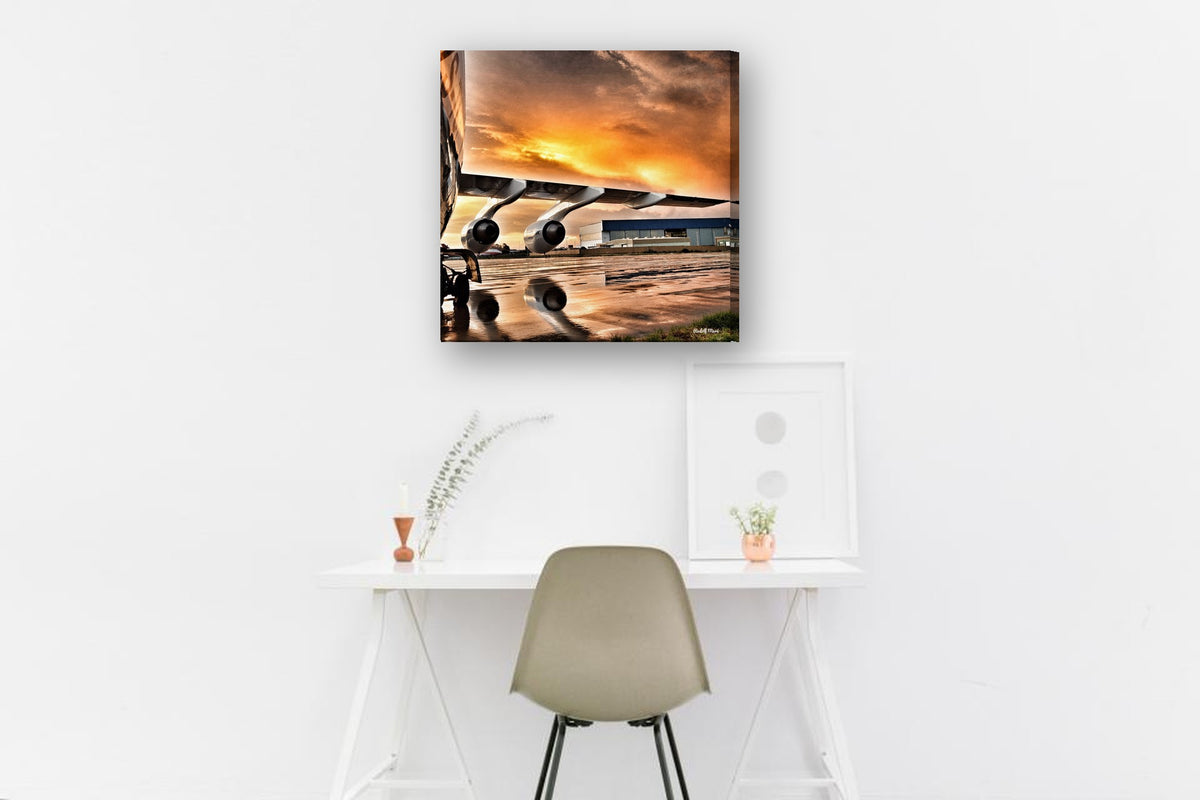 Jet Wing at Sunset by Rudolf Maré canvas print in a home office