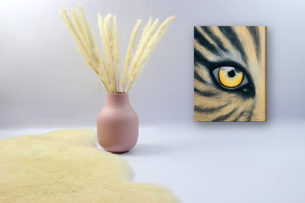 Leopard Eye by Sipho canvas print in a styled corner