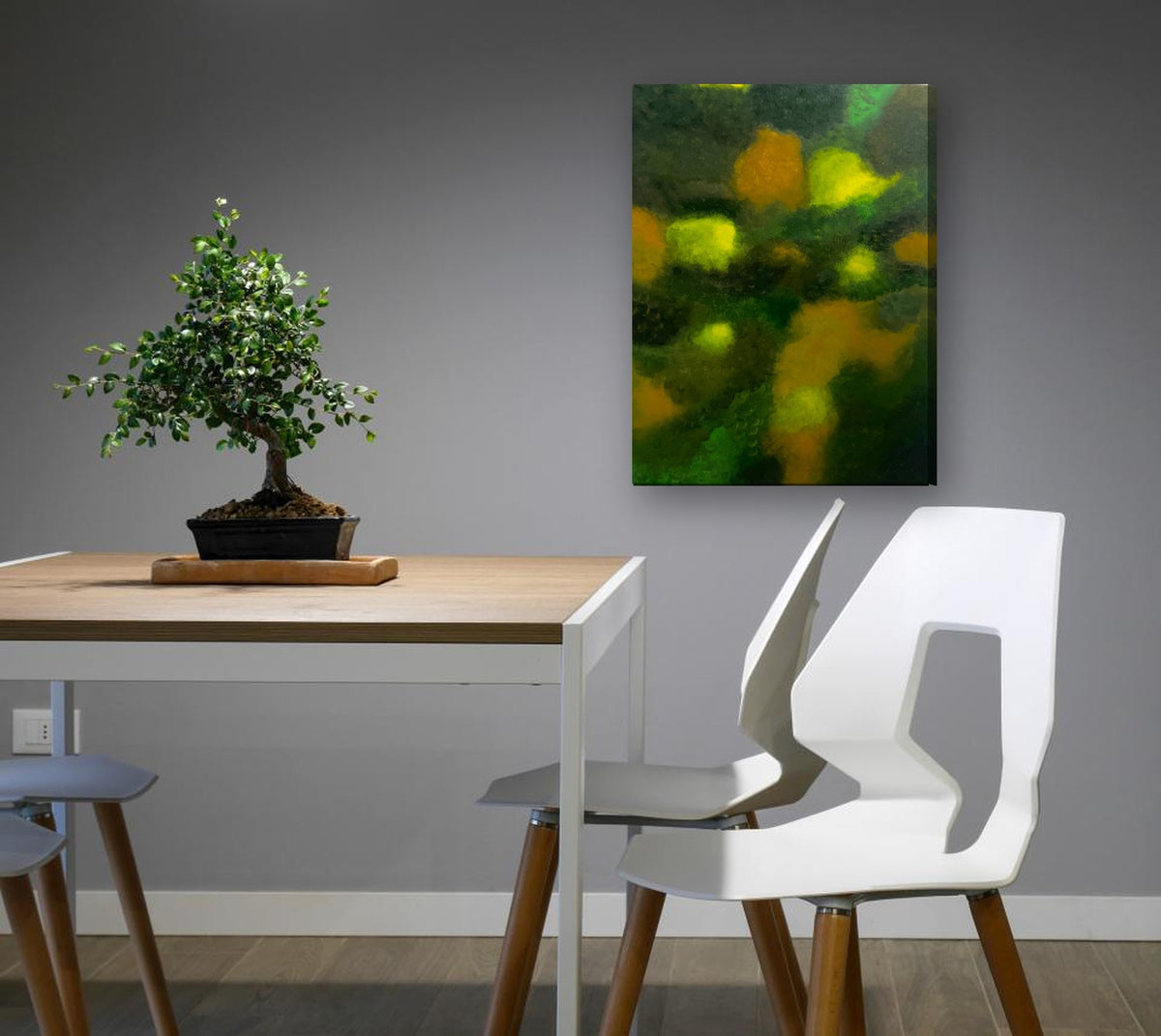 Midnight Moss by Sipho canvas print in a dining nook