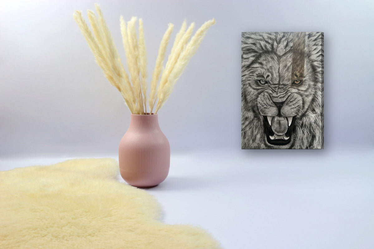 Mufasa by Sipho canvas print in a styled corner