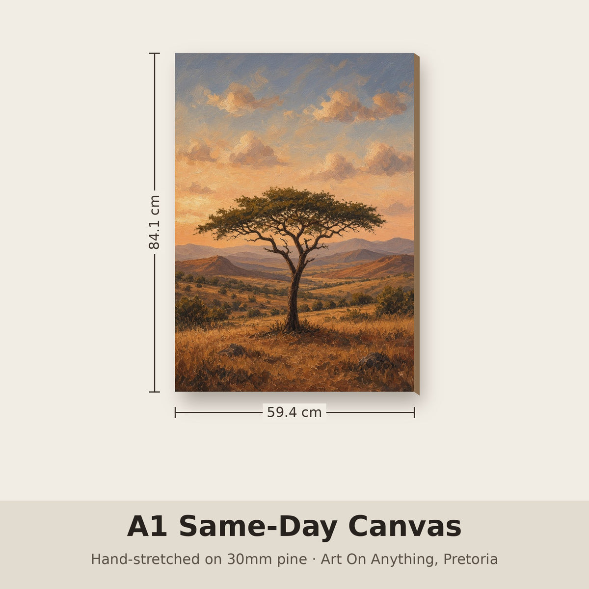 A1 same-day photo canvas mockup, 594×841mm