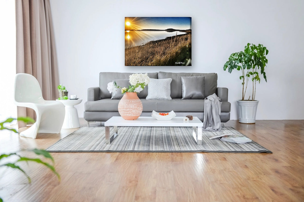 Sunset Over the Lake by Rudolf Maré canvas print in a living room