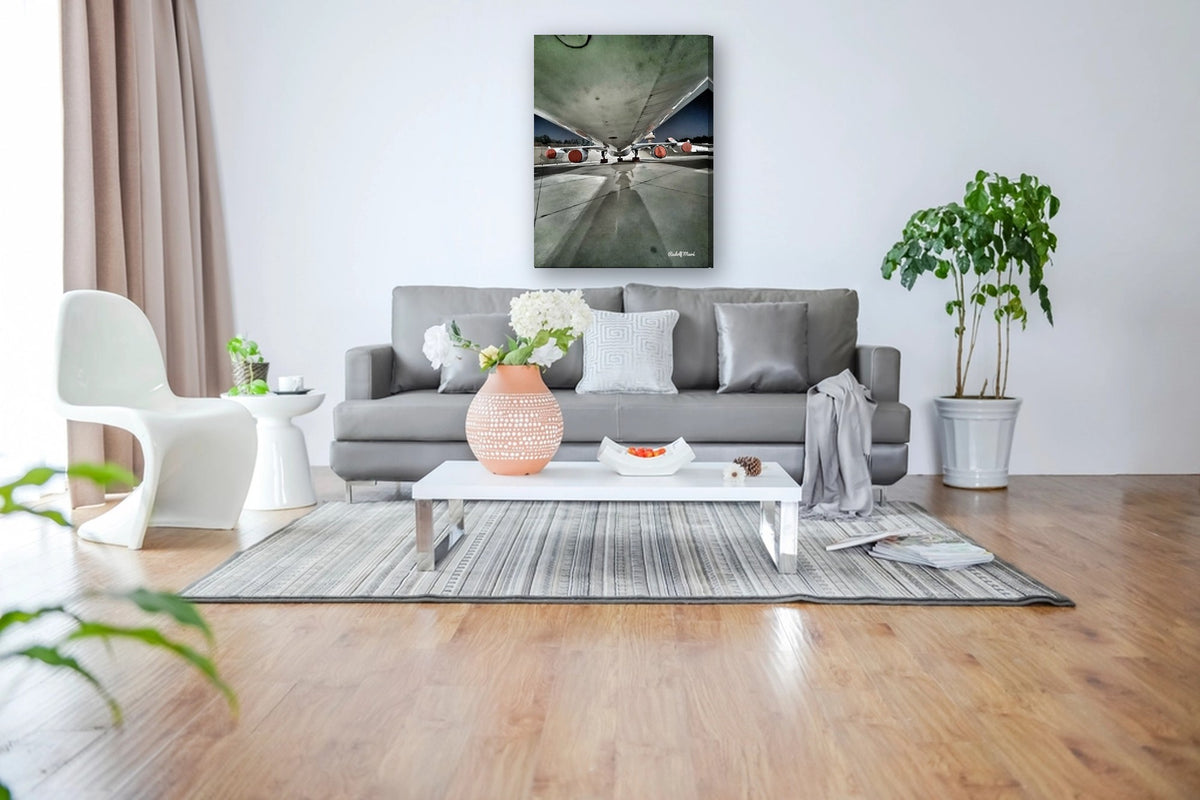 Under the Airliner by Rudolf Maré canvas print in a living room