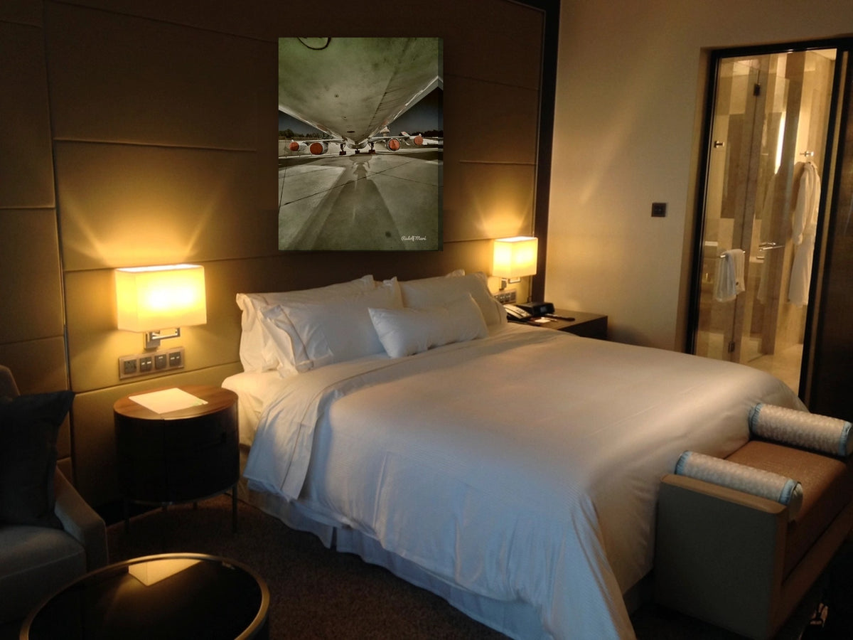 Under the Airliner by Rudolf Maré canvas print in a bedroom