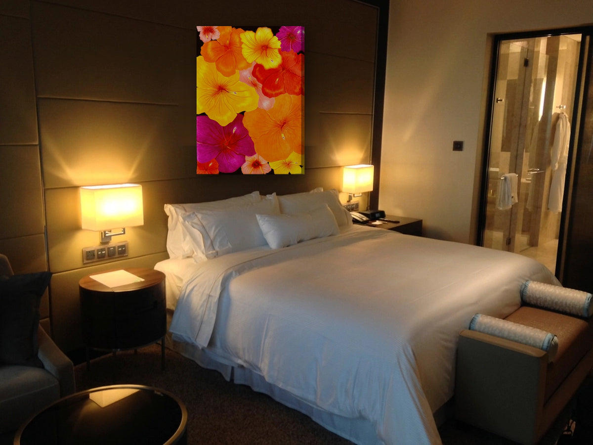 Unfolding Radiance by Sipho canvas print in a bedroom